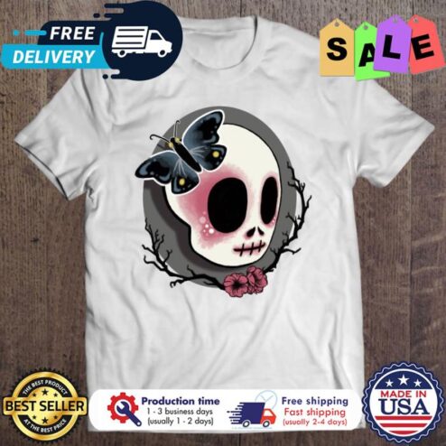 Skull butterfly halloween shirt