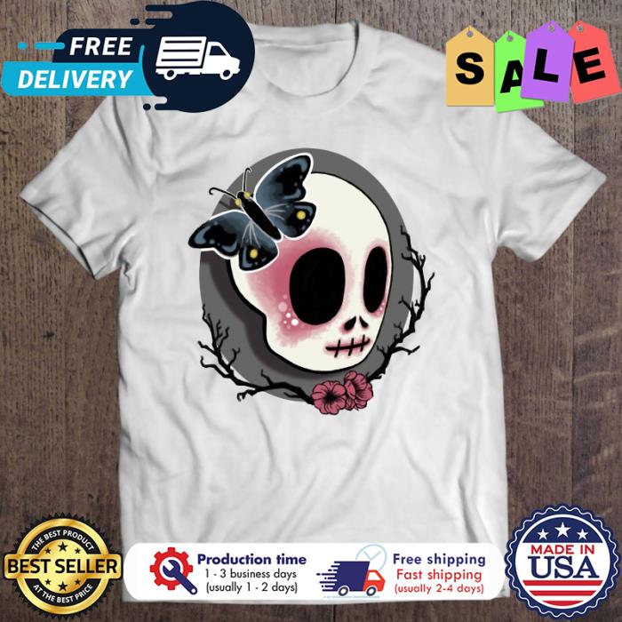 Skull butterfly halloween shirt