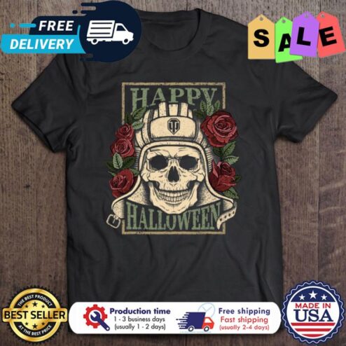 Skull roses happy halloween shirt