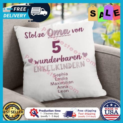 Stolze Oma von 5 wunderbaren Enkelkindern custom name canvas pillow