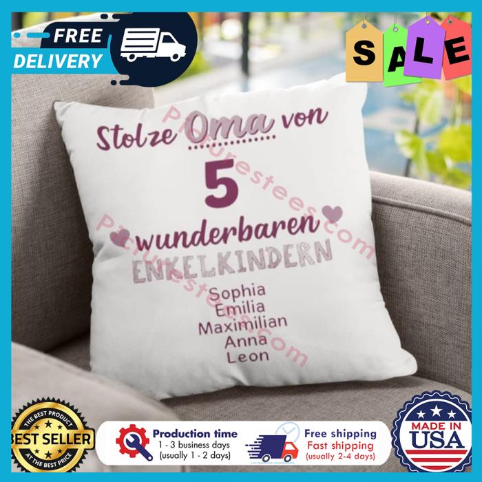 Stolze Oma von 5 wunderbaren Enkelkindern custom name canvas pillow