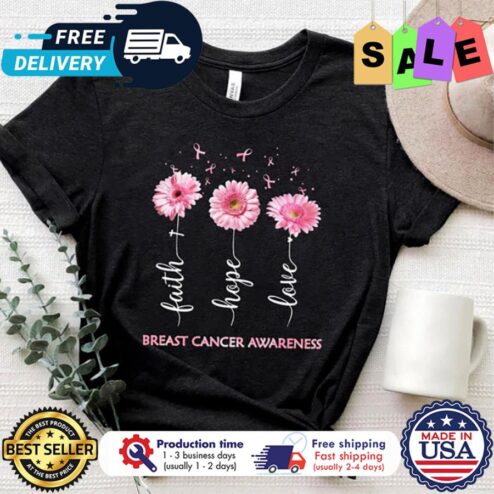 Sunflower faith hope love breast cancer awareness shirt