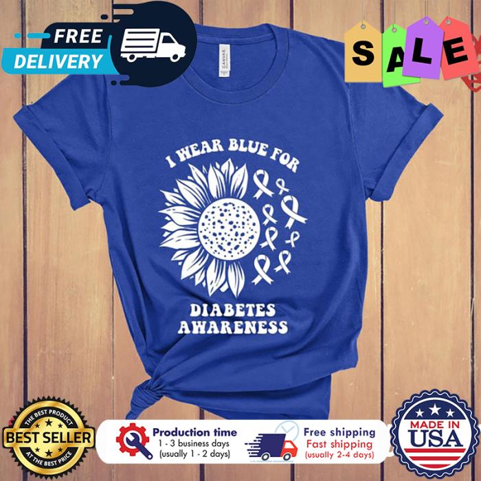 Sunflower I wear blue for diabetes awareness shirt