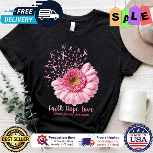 Sunflower In october faith hope love breast cancer awareness shirt