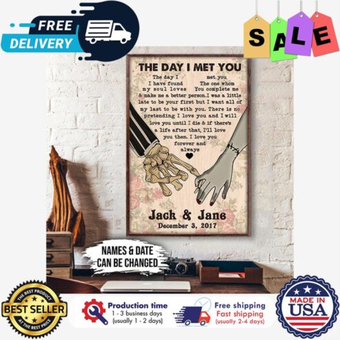 The day I met you the day I met you I have found the one whom my soul loves you complete me Jack and Jane december 3 2017 custom name poster