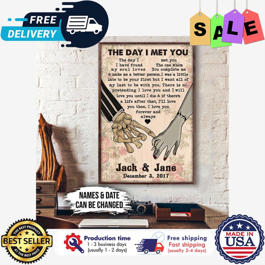 The day I met you the day I met you I have found the one whom my soul loves you complete me Jack and Jane december 3 2017 custom name poster