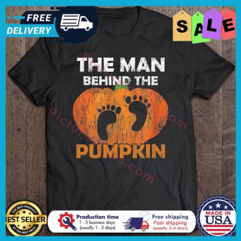 The man behind the pumpkin halloween shirt
