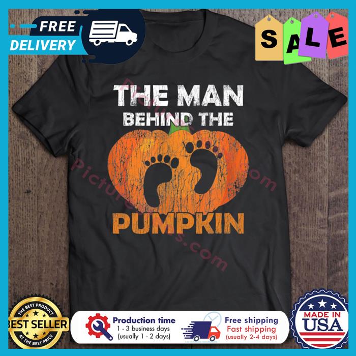 The man behind the pumpkin halloween shirt