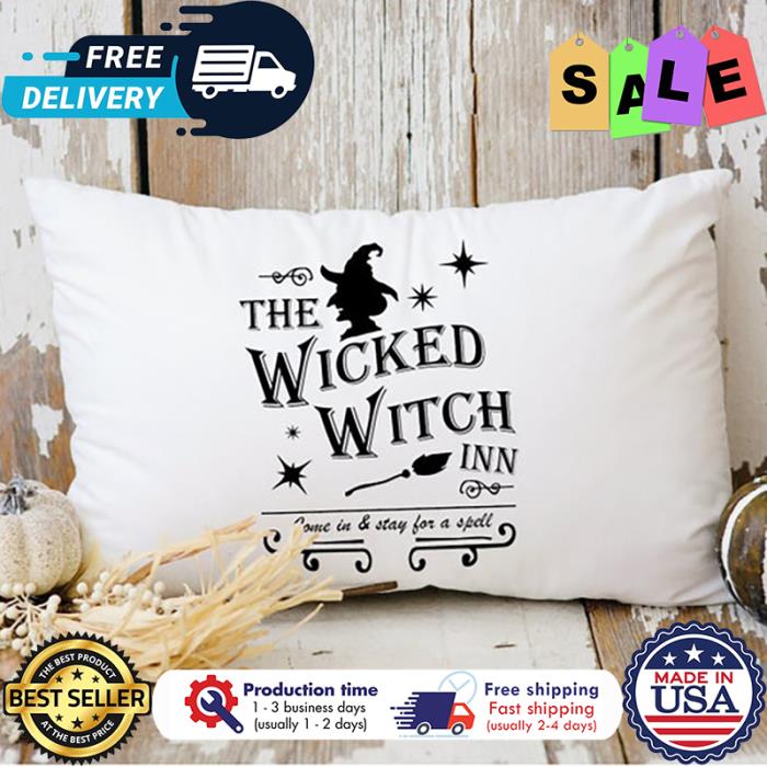 The wicked witch in come in and stay for a spell halloween canvas pillow