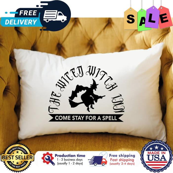The wited witch in come stay for a spell canvas pillow