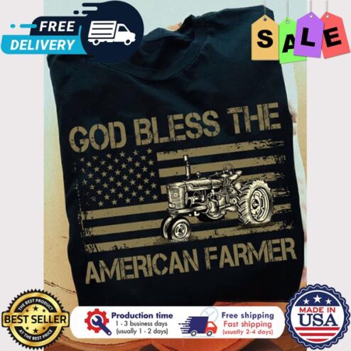 Tractor god bless the american farmer american flag vintage shirt