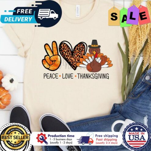 Turkey leopard peace love thanksgiving shirt