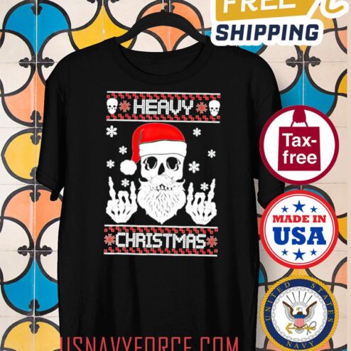 Heavy Metal Christmas 2021 Ugly Christmas Shirt, Skeleton Santa Claus Shirt, Gift Christmas Rock _ Heavy Metal Christmas