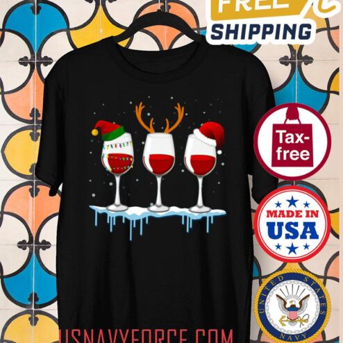 Women_s Funny Christmas T Shirt, Just A Girl Who Loves Wine At Christmas, Wine Lover Shirt, Funny Christmas Shirt For Women
