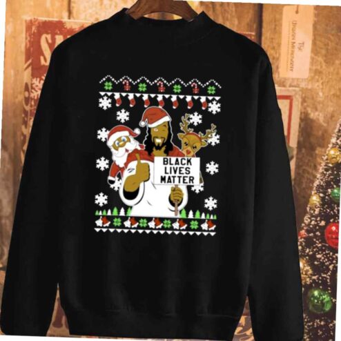 Black Lives Matter Reindeer Santa Ugly X-mas T-shirt