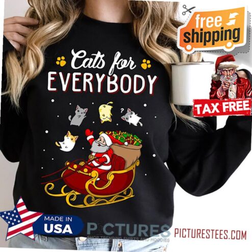 Cats For Everybody Ugly Christmas Cat Shirt, Santa Claus Shirt, Christmas Pajama Shirt, Cat Lovers Christmas Gift