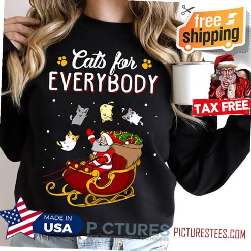 Cats For Everybody Ugly Christmas Cat Shirt, Santa Claus Shirt, Christmas Pajama Shirt, Cat Lovers Christmas