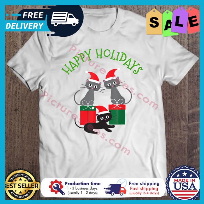 Cats Santa Happy Holidays Gifts Christmas shirt