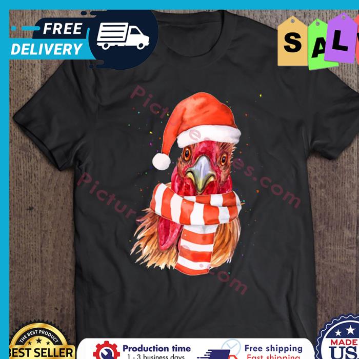 Chicken Santa Hat Merry Christmas shirt
