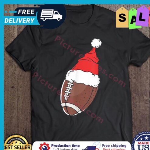 Christmas Football Ball With Santa Hat shirt