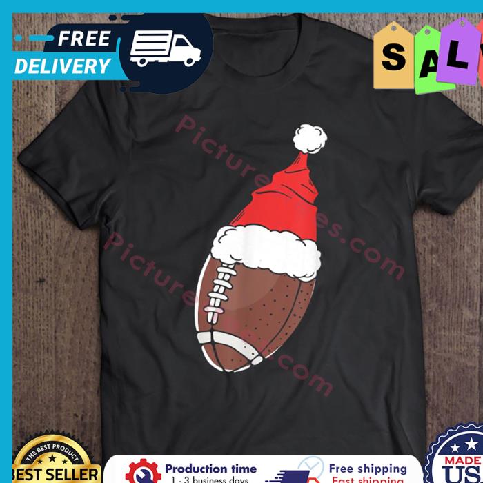 Christmas Football Ball With Santa Hat shirt