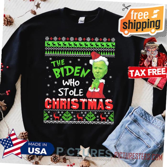 Christmas Grinch The Biden Who Stole Christmas Sweatshirt, Christmas Grinch Biden shirt, Ugly pattern Christmas shirt