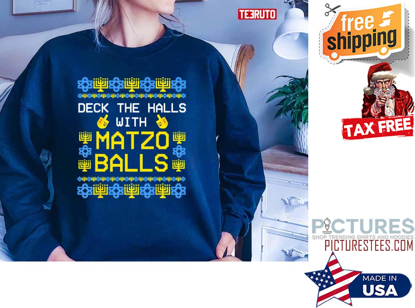 Deck The Halls With Matzo Balls Happy Hanukkah Sweater