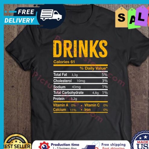Drinks Nutrition Facts Alcohol shirt