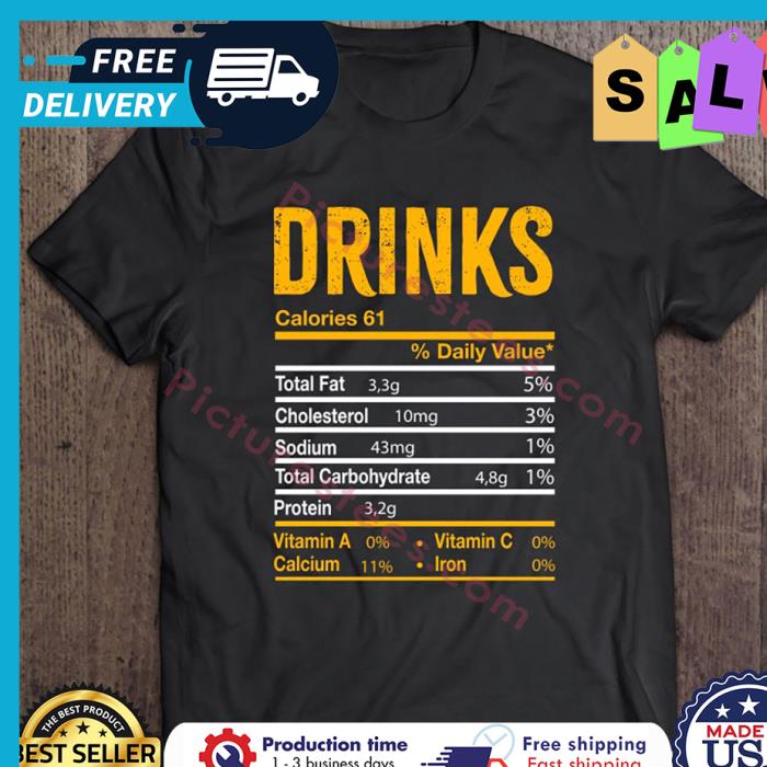 Drinks Nutrition Facts Alcohol shirt