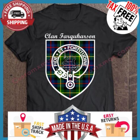 Farquharson Scottish Clan Tartan Crest Badge shirt