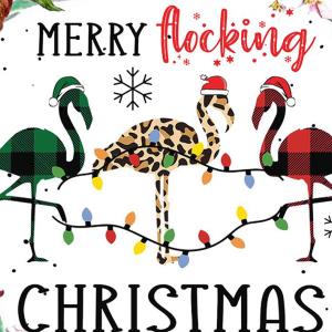 Flamingo plaid santa merry flocking christmas ornament zoom ornament Flamingo plaid santa merry flocking christmas ornament zoom ornament