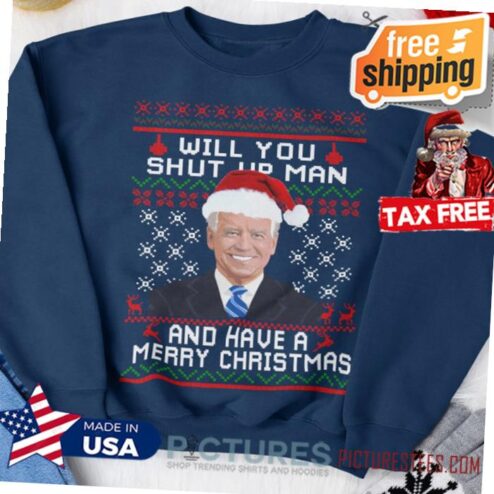 Funny Christmas Shirt, Ugly Christmas Sweater, Joe Biden Happy Christmas Shirt, Christmas Shirt, Holiday Ugly Sweatshirt