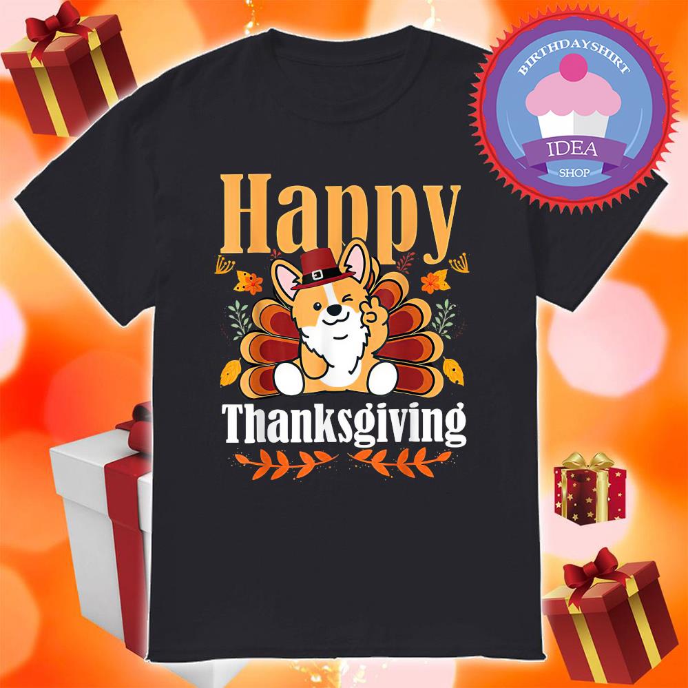 Corgi turkey happy thanksgiving shirt