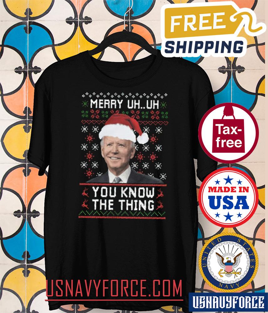 Funny Joe Biden Merry UH UH, Ugly Christmas Sweater, Joe Biden Happy Christmas Shirt (1)