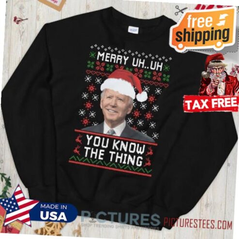 Funny Joe Biden Merry UH UH, Ugly Christmas Sweater, Joe Biden Happy Christmas Shirt
