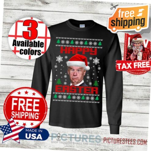 Funny Joe Biden Ugly Christmas Sweater Long Sleeve T-Shirt - Biden Ugly Christmas Sweater - Biden Shirt - Gift for Him - Lets Go Biden Shirt