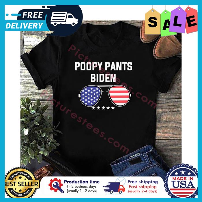 Glasses poopy pants Biden american flag shirt