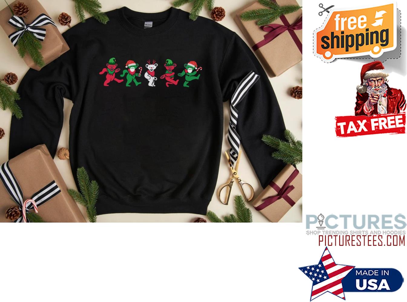 Grateful Dead Bears Dancing Christmas Gift Sweatshirt