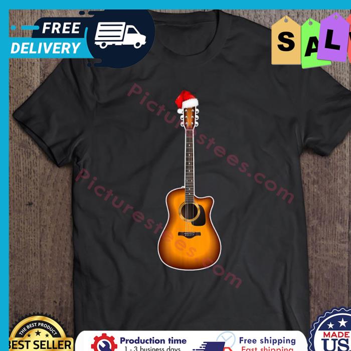 Guitar Santa Hat Christmas shirt