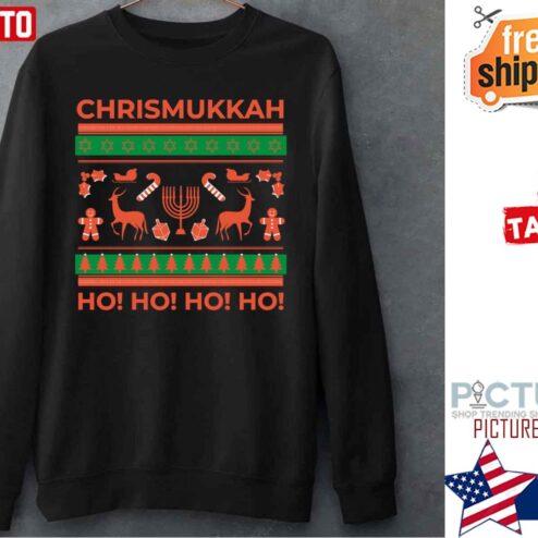 Happy Chrismukkah Knitted Pattern Ugly Christmas Hanukkah Sweater