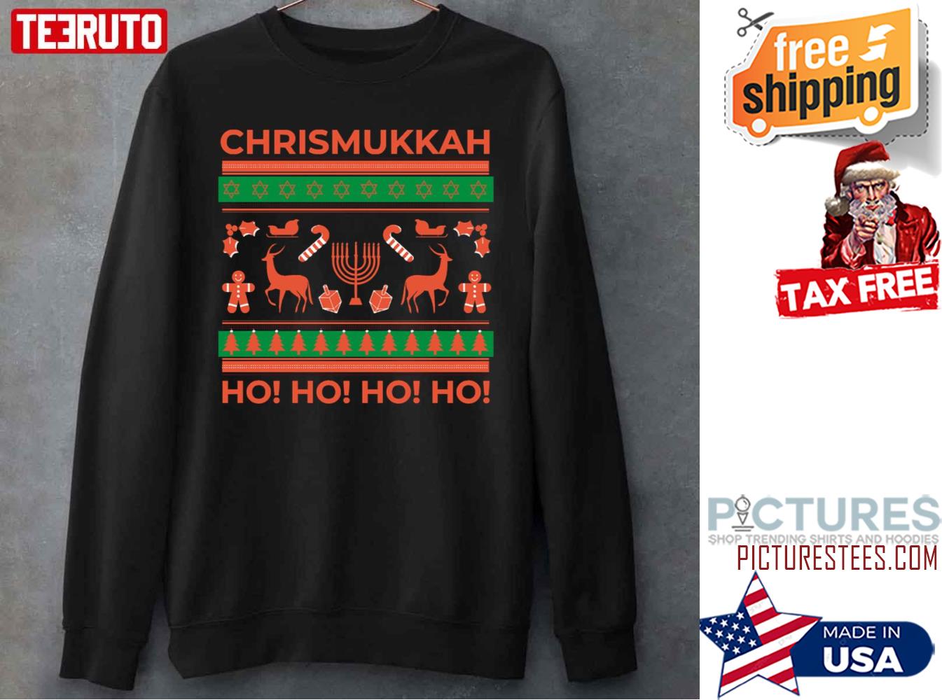 Happy Chrismukkah Knitted Pattern Ugly Christmas Hanukkah Sweater