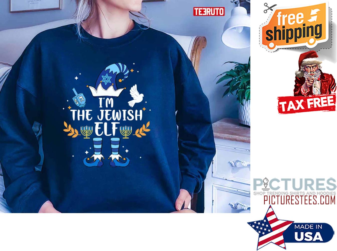 Happy Hanukkah 2021 Jewish Elf Family Sweatshirt
