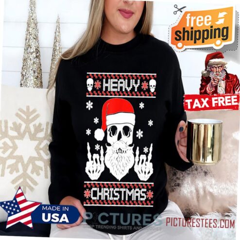 Heavy Metal Christmas 2021 Ugly Christmas Shirt, Skeleton Santa Claus Shirt, Gift Christmas Rock & Heavy Metal Christmas