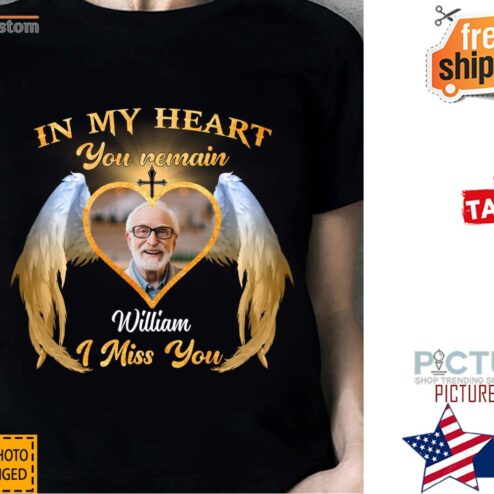 In my heart you remain I miss you memorial heaven custom Image Christmas shirt