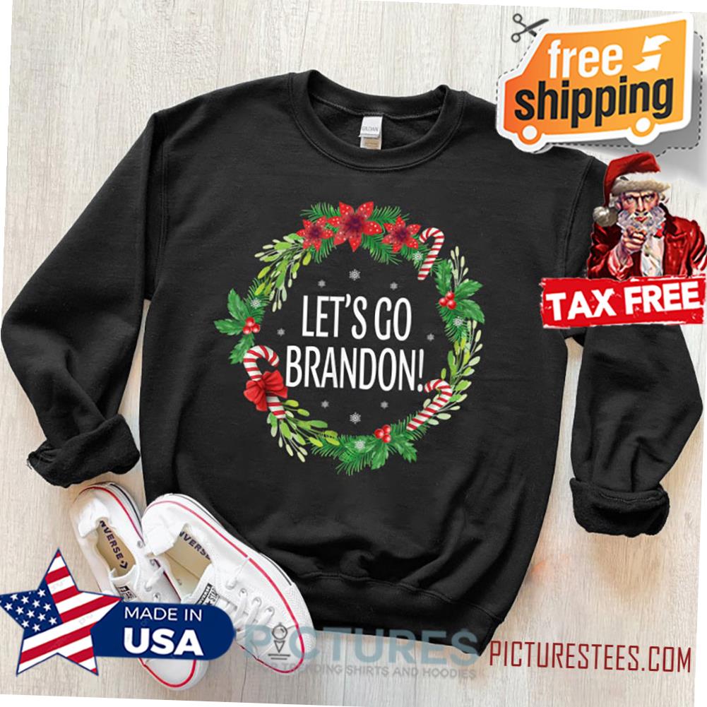 Let's Go Brandon Christmas Shirt, 2021 Republican Gifts, FJB Xmas T-Shirt, Christmas Wreath Sweater, Santa Claus Present, Claus Matching Tee