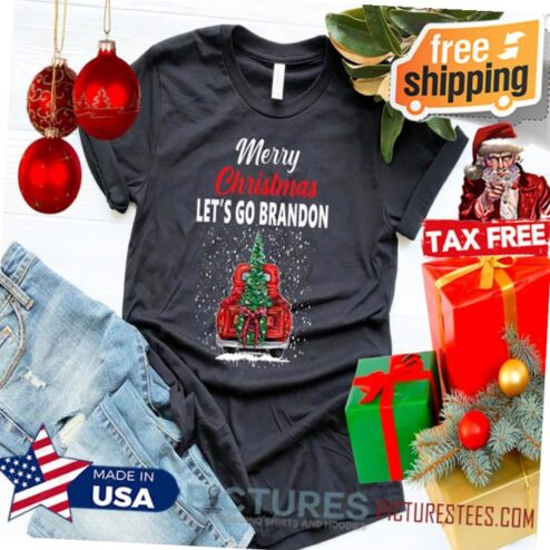 Let's Go Brandon Merry Christmas Red Truck Shirt, Funny Biden Meme Shirt, Gift For Christmas, Xmas Brandon Chant T-shirt, Anti Biden Gifts