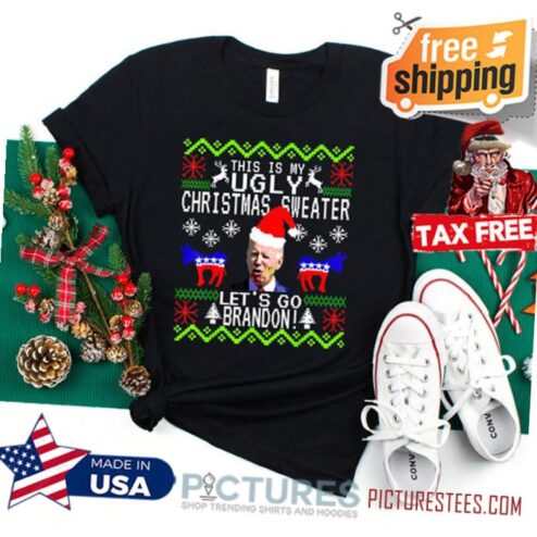 Let's Go Brandon Ugly Christmas Anti Biden Pro America T-Shirt, FJB Xmas T-Shirt, Christmas Wreath Sweater, Claus Matching Tee, Xmas Hoodie