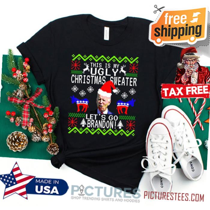 Let's Go Brandon Ugly Christmas Anti Biden Pro America T-Shirt, FJB Xmas T-Shirt, Christmas Wreath Sweater, Claus Matching Tee, Xmas Hoodie