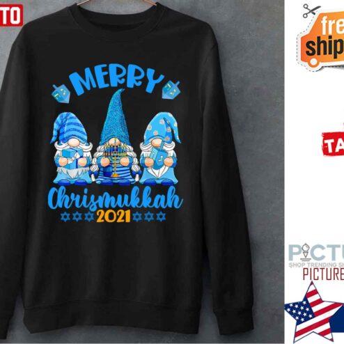 Merry Chrismukkah 2021 Happy Hanukkah Blue Gnomes Sweater