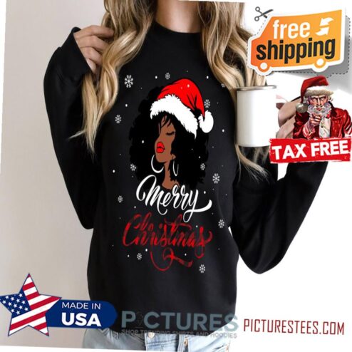 Merry Christmas Santa Black Girl Shirt, Melanin Christmas, Black Girl Christmas, Afro Woman Christmas Shirt, Equality Shirt, BLM Shirt